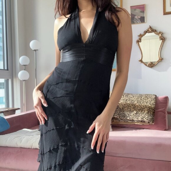 Black Silk Halter Dress - Picture 3 of 8